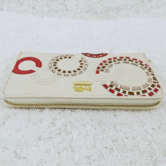 COACH F48920 Madison Whipstitch Woven Logo Leather Acordion Zip-Around Wallet - Picture 11 of 12